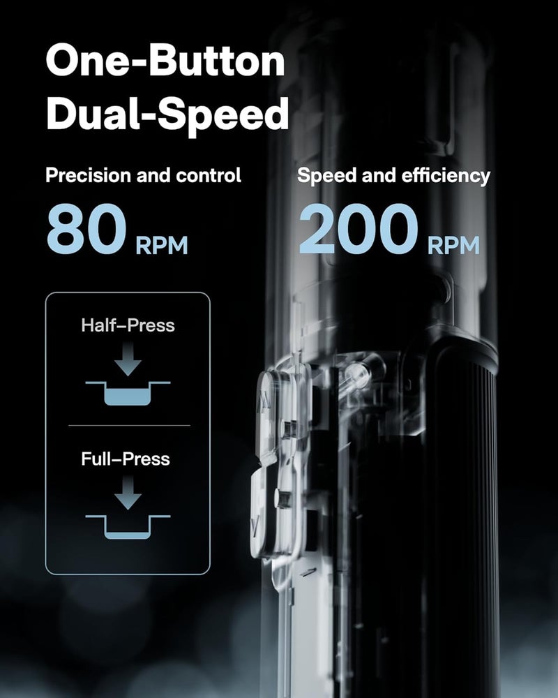 HOTO PixelDrive Electric Screwdriver, Smart Display, 6 Torque Settings, 0.5 to 6 N·m, 1/4'' Hex 30 Bits, LED Light, 2000 mAh Rechargeable Cordless Screwdriver Set for Electronics, Home Repair - Image 4